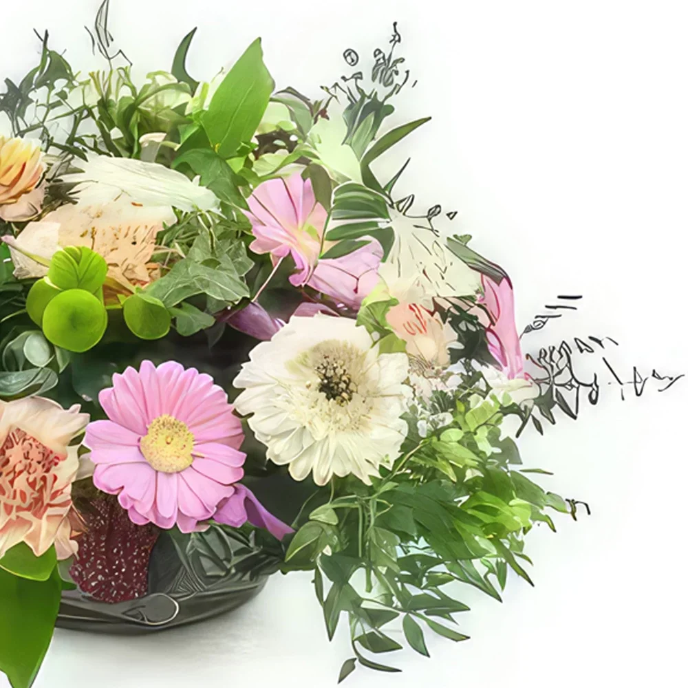 Tarbes cvijeća- Košarica ružičastog i lososovog seoskog cvije Cvjetni buket/aranžman