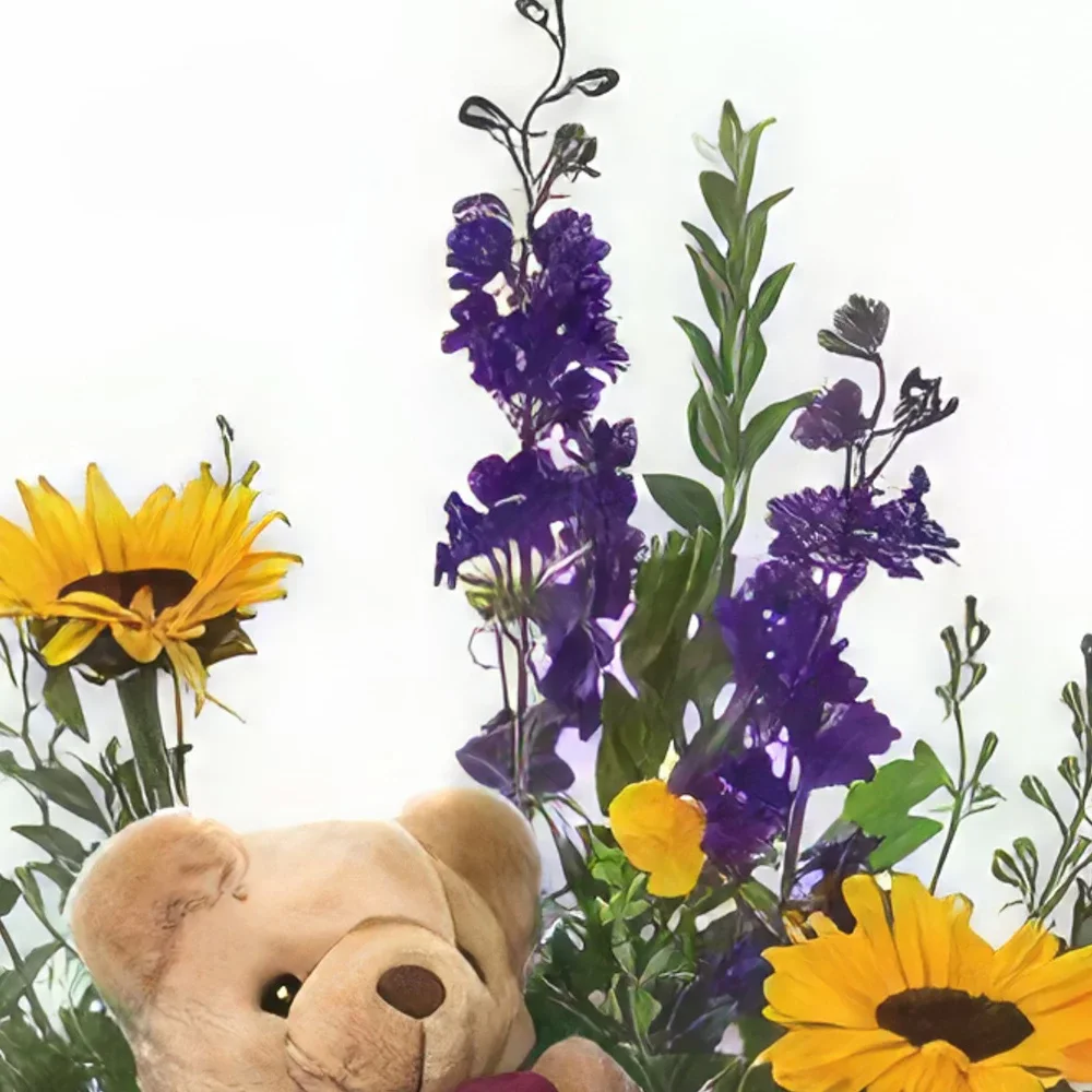 Turin bunga- Bear Basket Sejambak/gubahan bunga