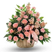 Mattersburg online Florist - Pink Sympathy Basket Arrangement Bouquet