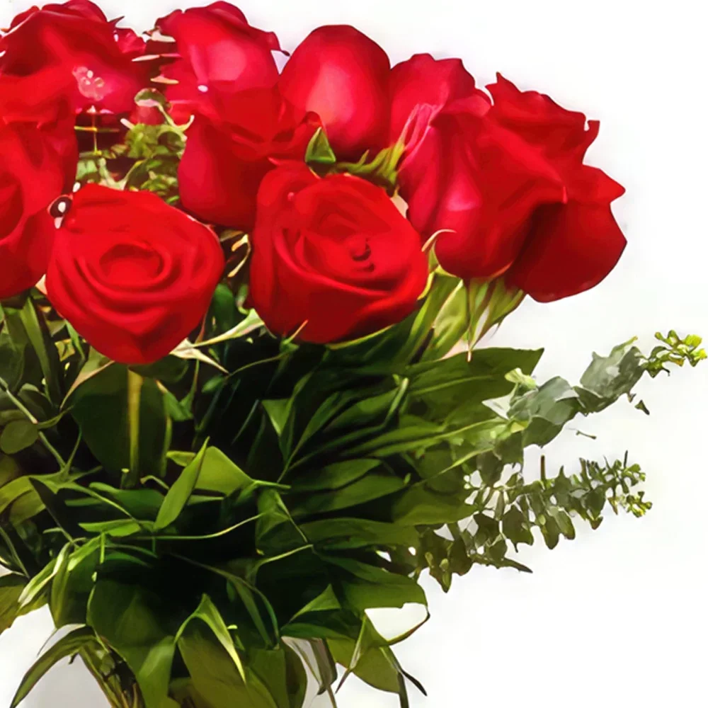 Malaga blomster- Versalles røde roser Blomsterarrangementer bukett