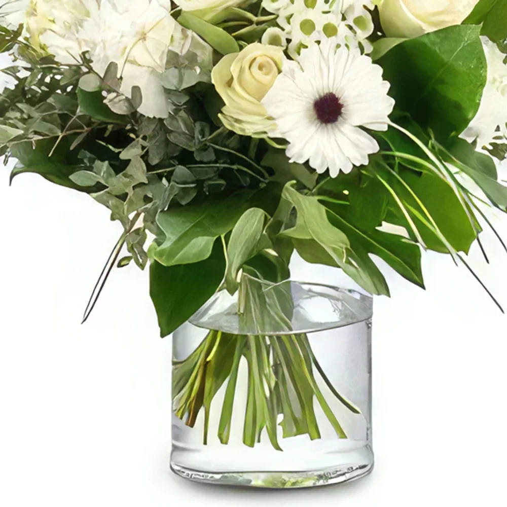 Ρότερνταμ λουλούδια- Όμορφο λευκό μπουκέτο Μπουκέτο/ρύθμιση λουλουδιών