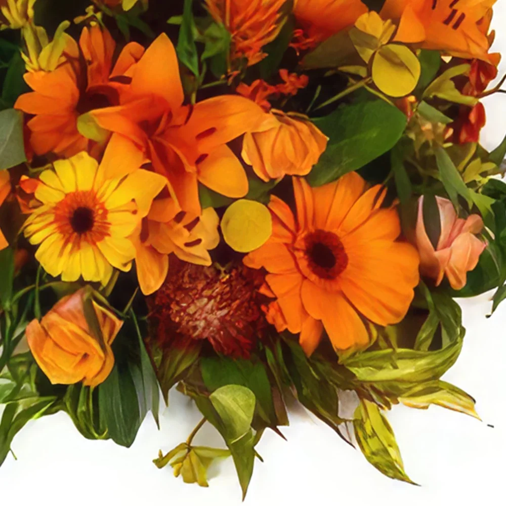 fleuriste fleurs de La Haye- Nuances d'orange Biedermeier Bouquet/Arrangement floral