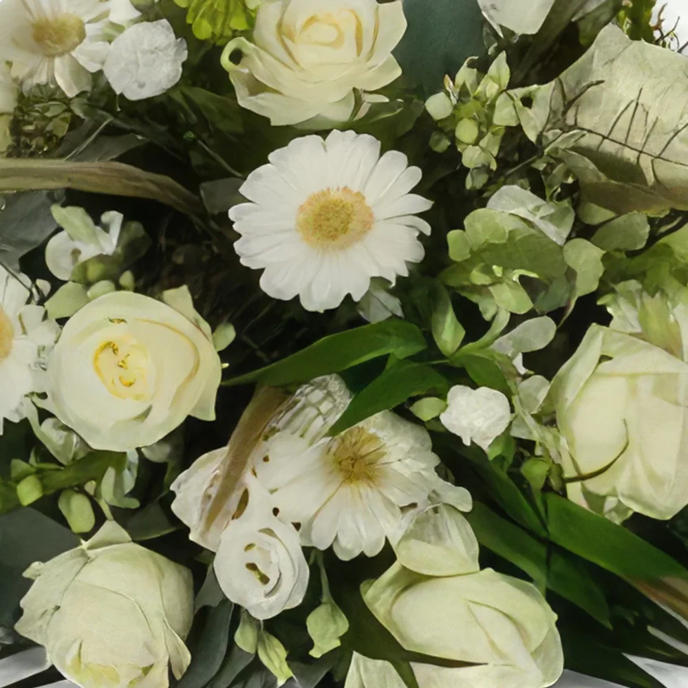 Almere-virágok- Biedermeier fehér (klasszikus) Virágkötészeti csokor