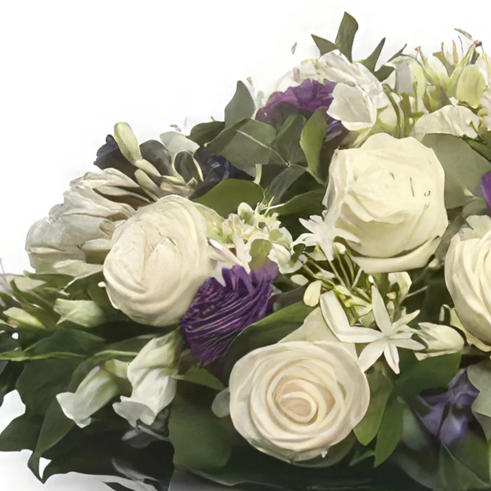 Amsterdam flori- Biedermeier alb/violet Buchet/aranjament floral