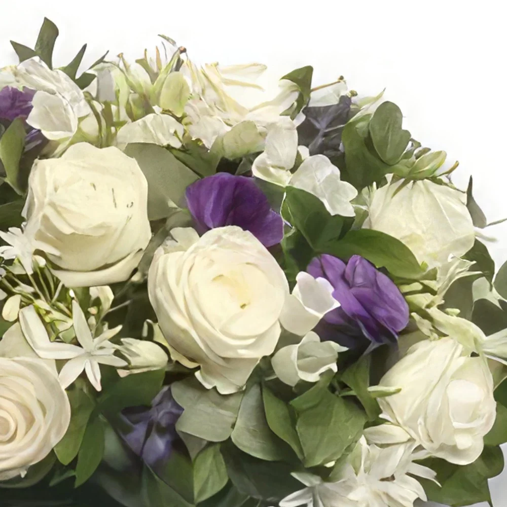 Den Haag bloemen bloemist- Biedermeier wit/paars Boeket/bloemstuk