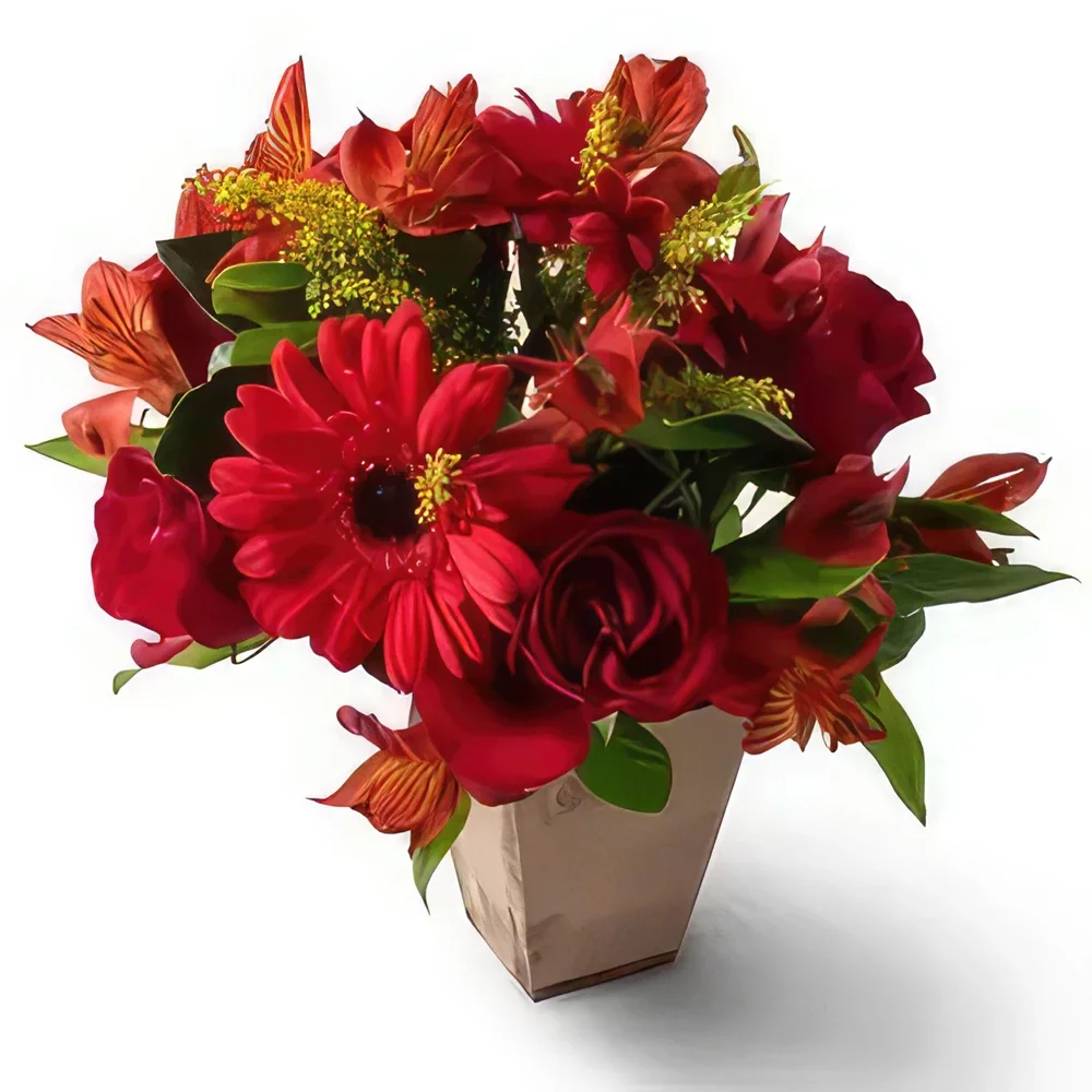רסיפה פרחים- סידור פרחים אדום מעורב זר פרחים/סידור פרחים