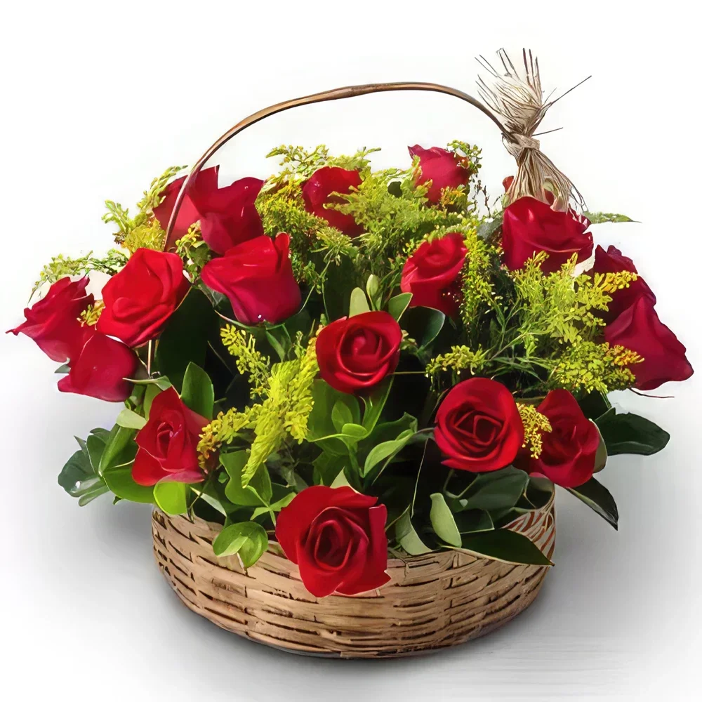 fleuriste fleurs de Salvador- Panier avec 28 roses rouges Bouquet/Arrangement floral