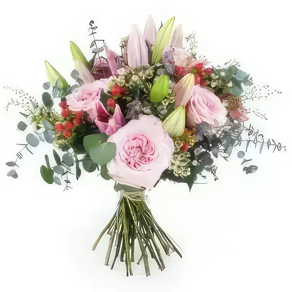 fleuriste fleurs de Paris- Bouquet de fleurs en camaïeux de rose Porto Bouquet/Arrangement floral