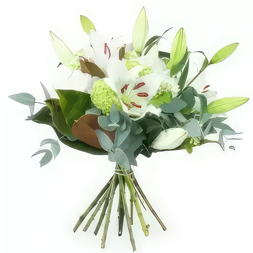 Στρασβούργο λουλούδια- Μπουκέτο με κρίνους & λευκά λουλούδια Μπριζ Μπουκέτο/ρύθμιση λουλουδιών