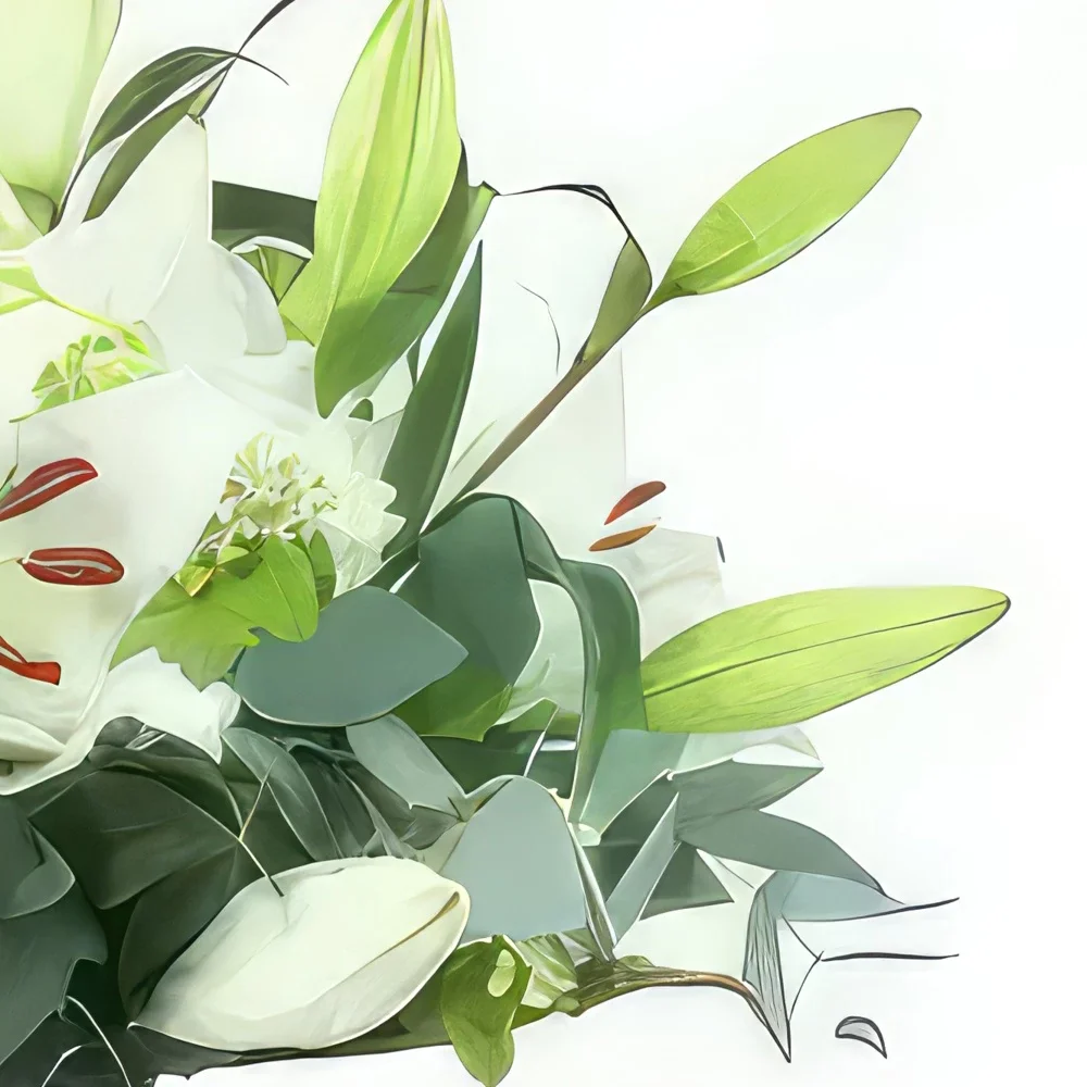 بائع زهور نانت- باقة الزنابق والزهور البيضاء بروج باقة الزهور