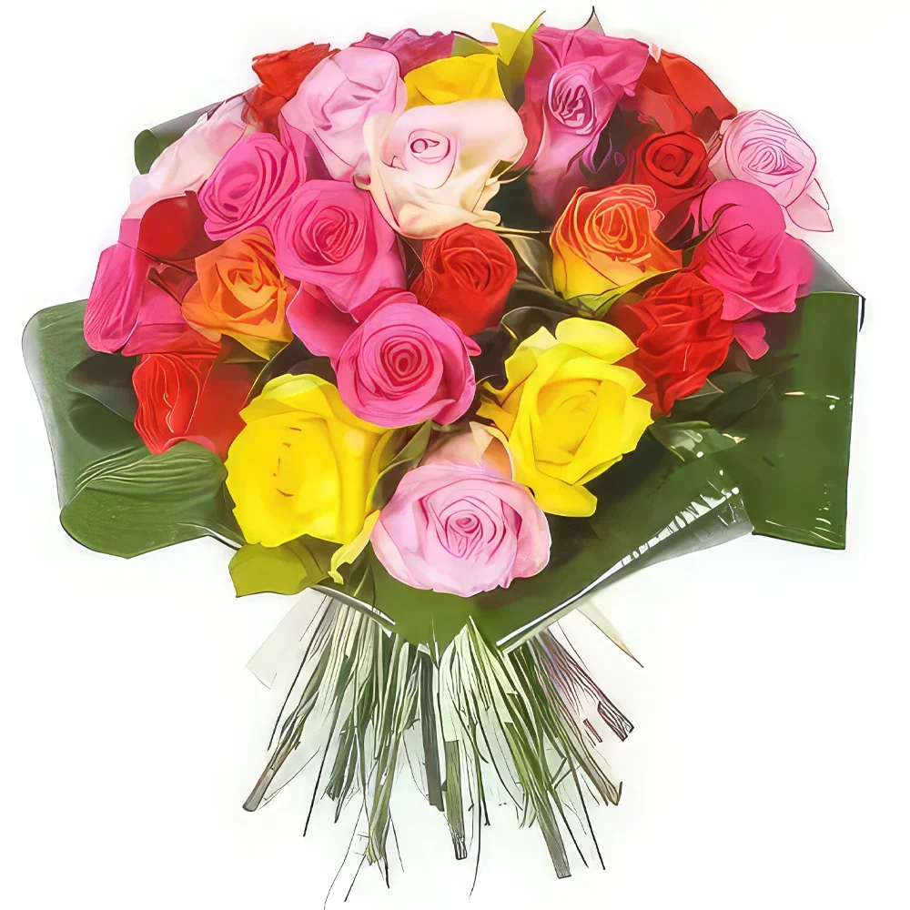 Pau-virágok- Csokor többszínű rózsa Peps Virágkötészeti csokor