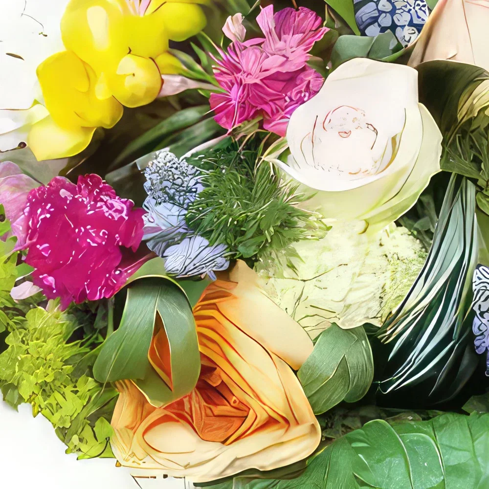 Tarbes цветя- Букет от многоцветни цветя Фуг Букет/договореност цвете