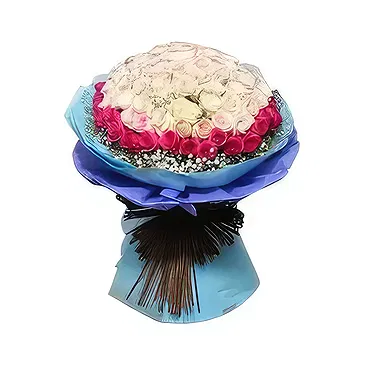 Ad Dilam blomster- 50 rosa og ferskenroser Blomsterarrangementer bukett