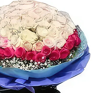 Ad Dilam blomster- 50 rosa og ferskenroser Blomsterarrangementer bukett