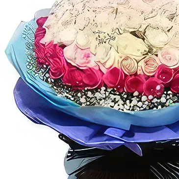 Ad Dilam blomster- 50 rosa og ferskenroser Blomsterarrangementer bukett