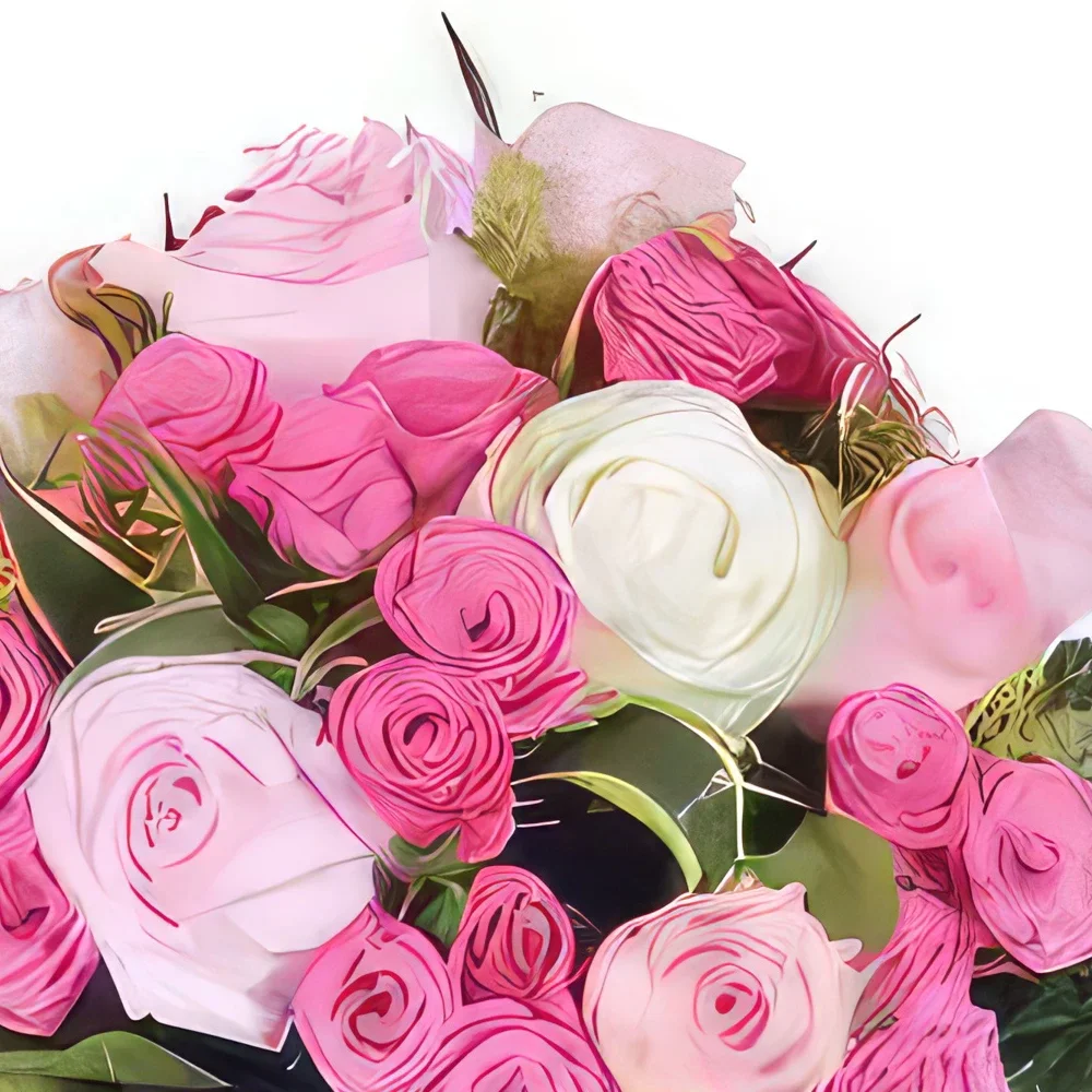 nett Blumen Florist- Strauß rosa Rosen Pompadour Bouquet/Blumenschmuck
