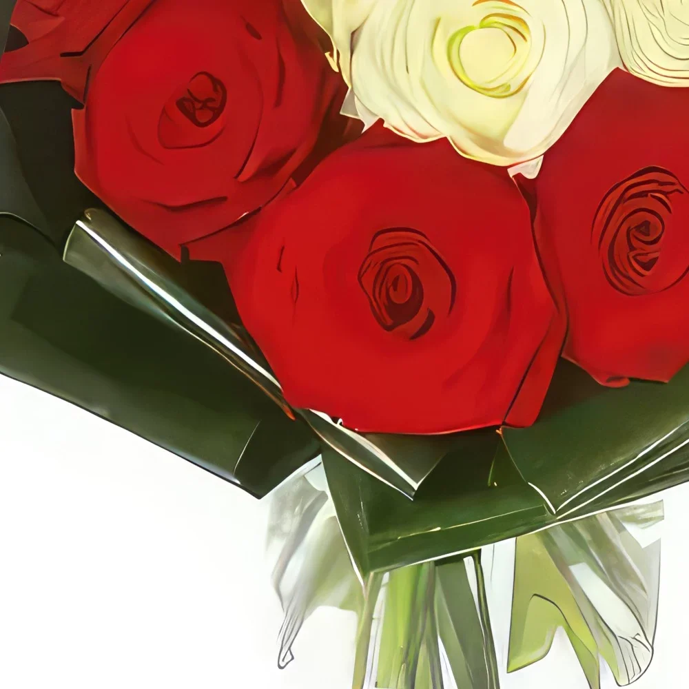 Paris Blumen Florist- Strauß roter und weißer Rosen Capri Bouquet/Blumenschmuck