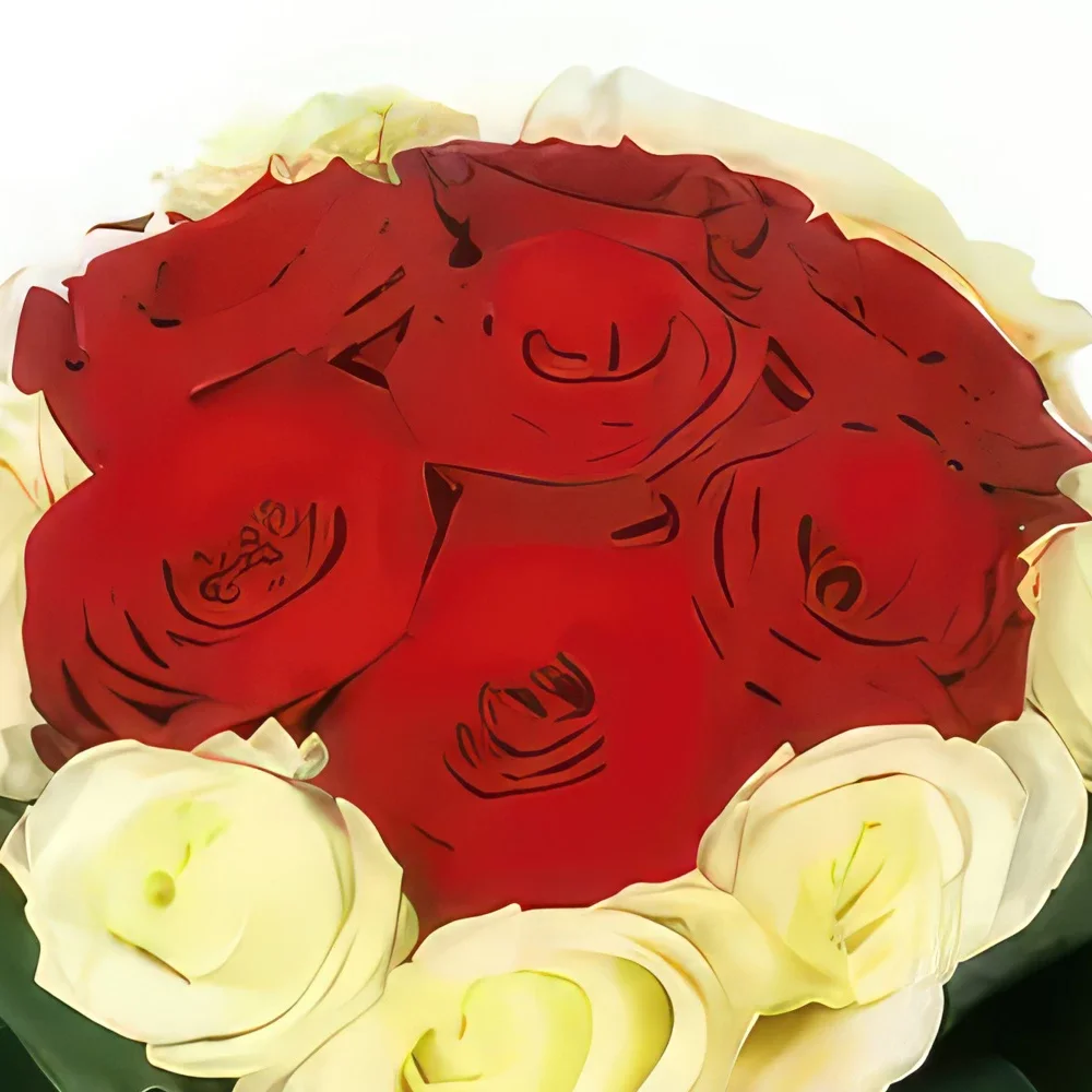 fiorista fiori di Strasburgo- Bouquet di rose rosse e bianche Complicité Bouquet floreale