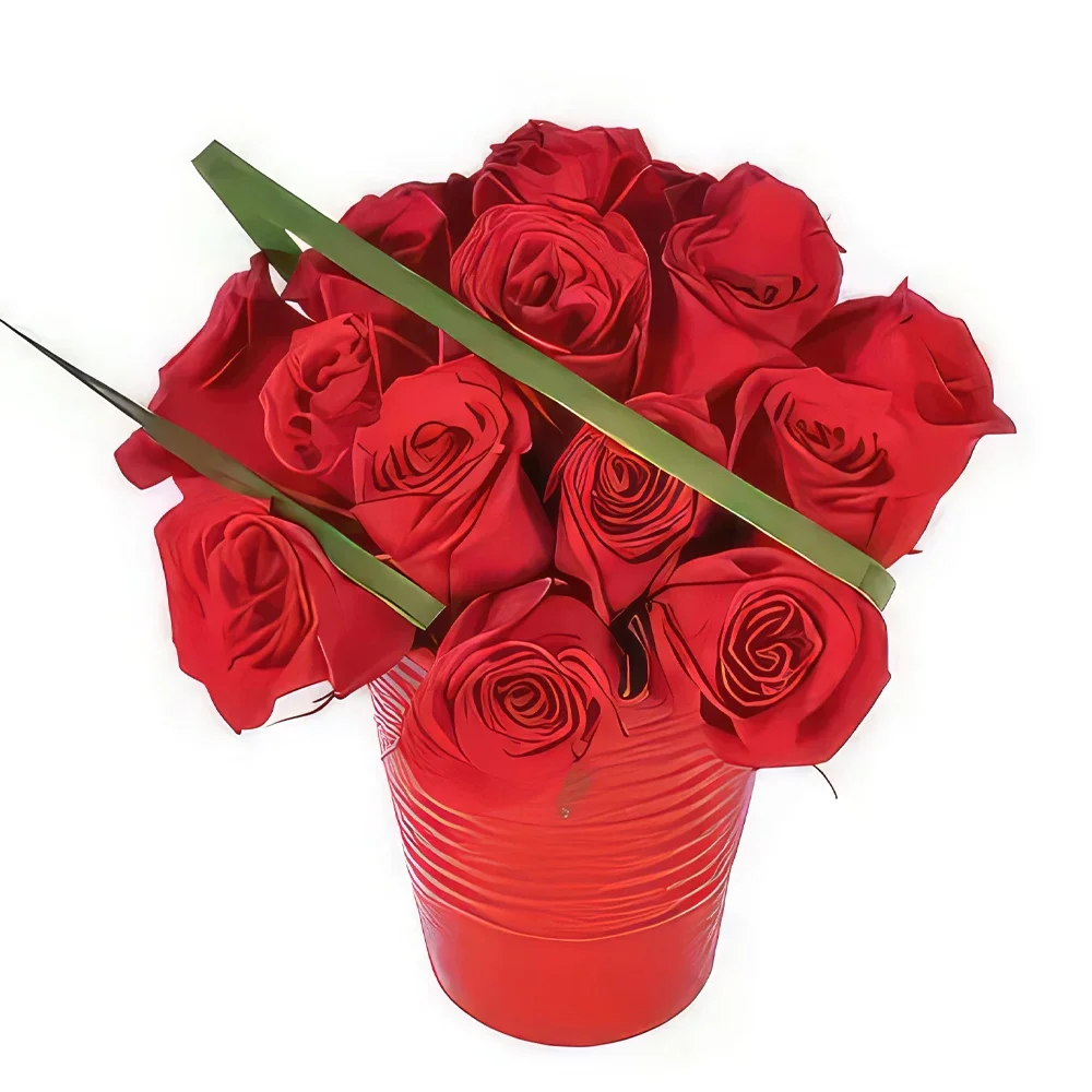 fiorista fiori di bordò- Bouquet di rose rosse in vaso di melograno Bouquet floreale