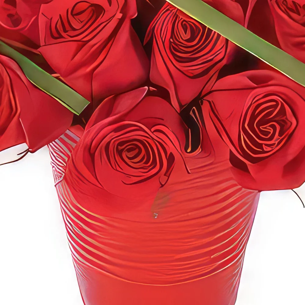 Montpellier Blumen Florist- Strauß roter Rosen im Granatapfelglas Bouquet/Blumenschmuck
