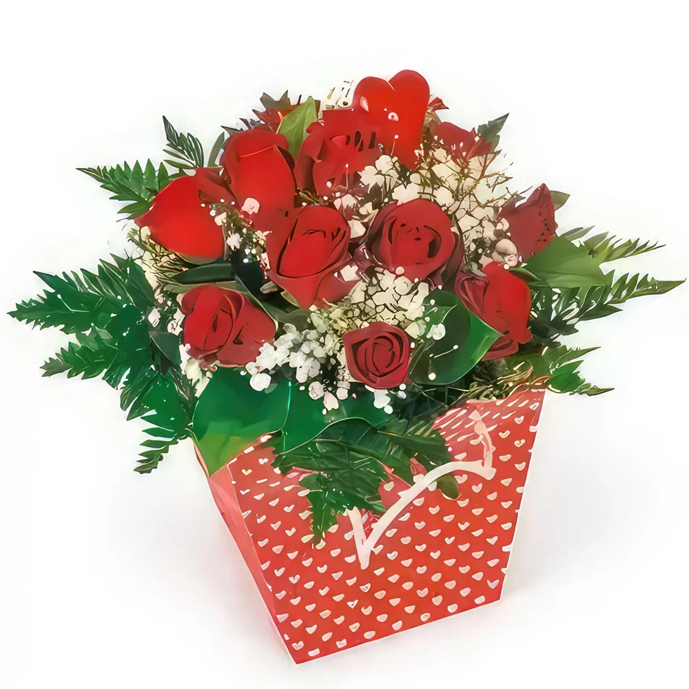 Pæn blomster- Buket røde roser Milano Blomst buket/Arrangement