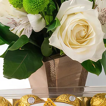 Brasília blomster- Arrangement av roser og Astromelia i vase og  Blomsterarrangementer bukett