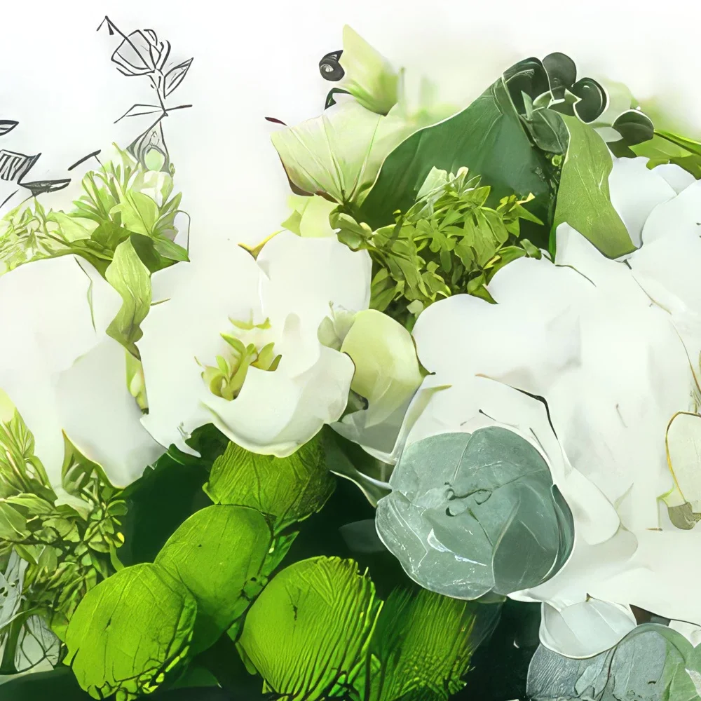 Marseille Blumen Florist- Blumenstrauß aus nüchternen weißen Blumen Cas Bouquet/Blumenschmuck