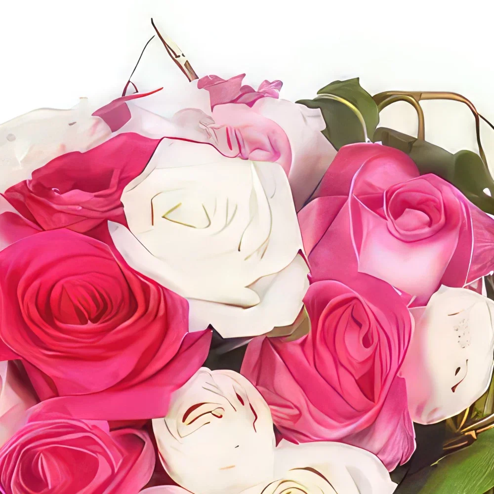Paríž kvety- Kytica z bielych a ružových ruží Dolce Vita Aranžovanie kytice