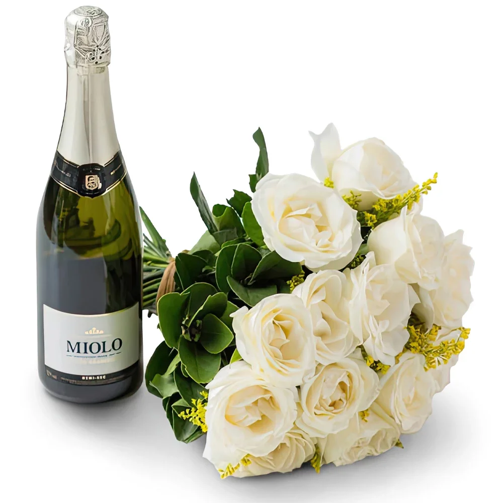 Belem bunga- Buket Tradisional 16 Mawar Putih dan Anggur B Rangkaian bunga karangan bunga