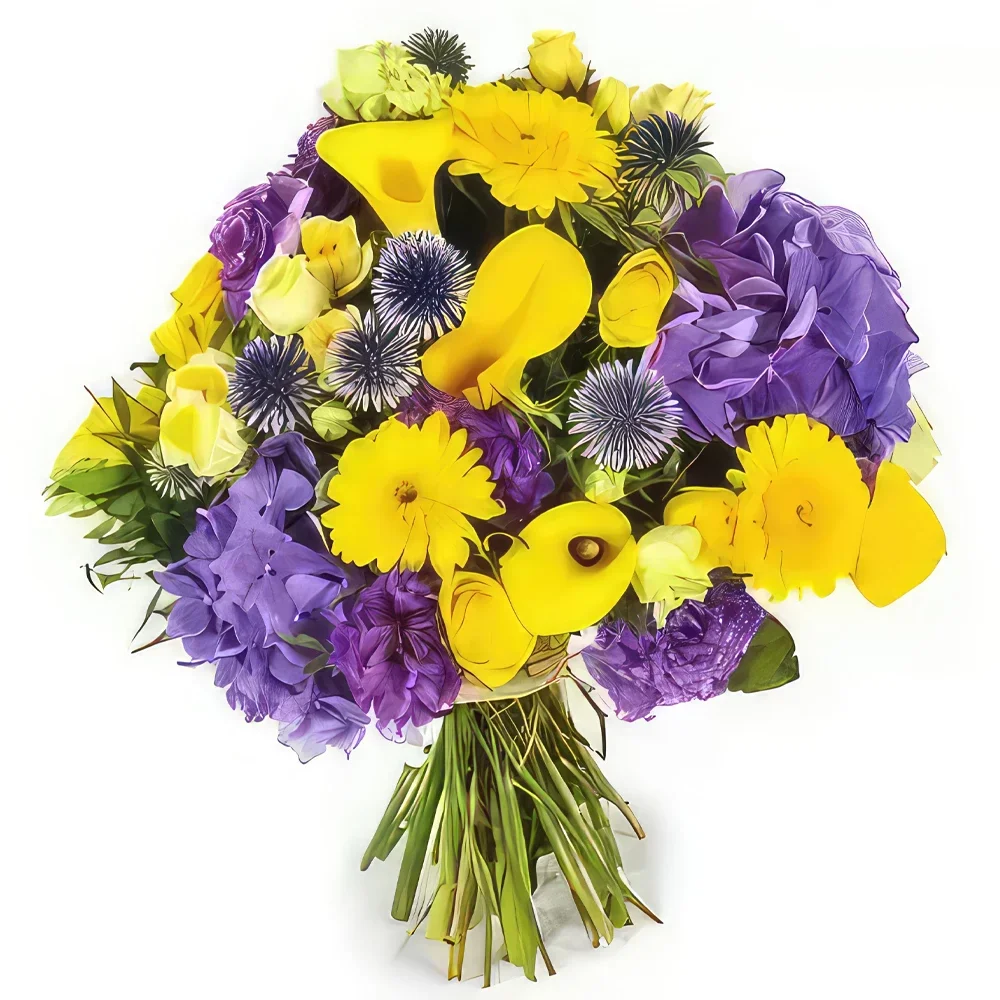 nett Blumen Florist- Bouquet von gelben und lila Blumen Antoine Bouquet/Blumenschmuck