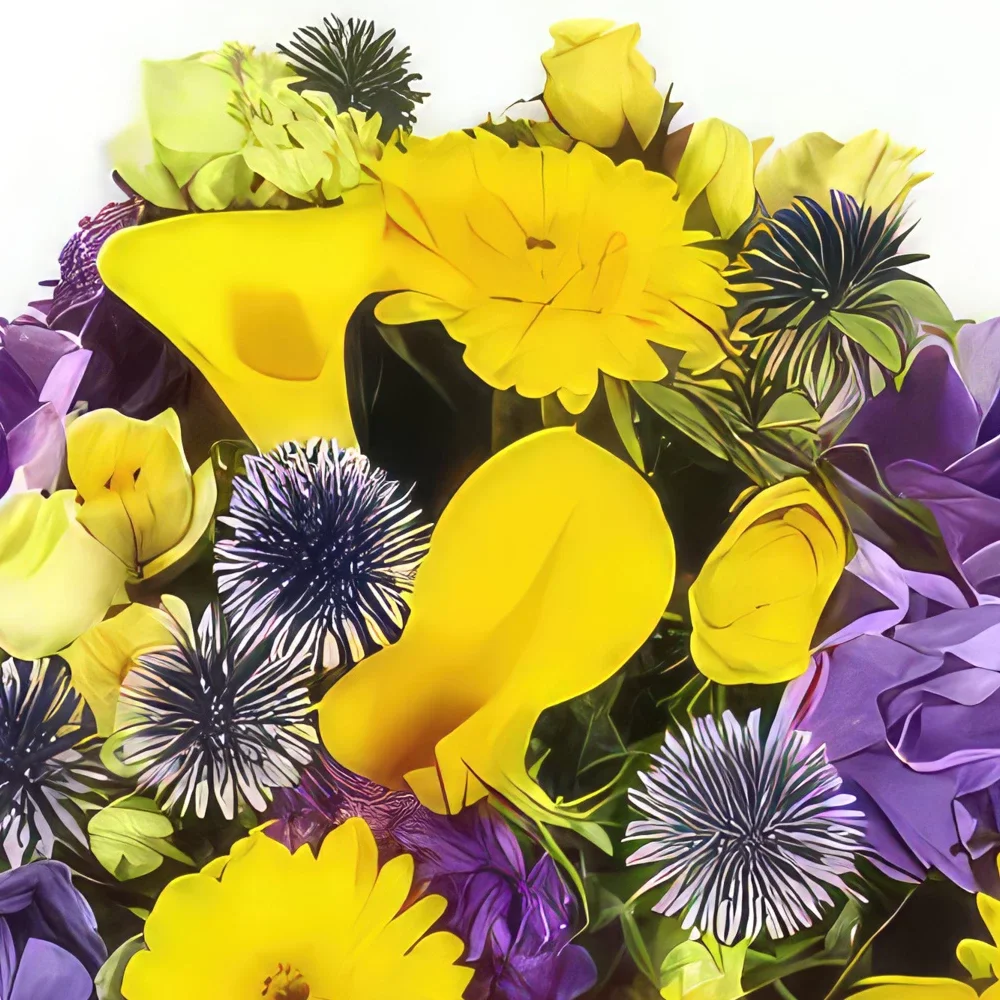 Lyon bunga- Buket bunga kuning dan ungu Antoine Rangkaian bunga karangan bunga
