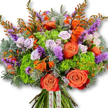 United Arab Emirates flowers  -  Bouquet with Orange Roses and Green Hydrangea Flower Bouquet/Arrangement