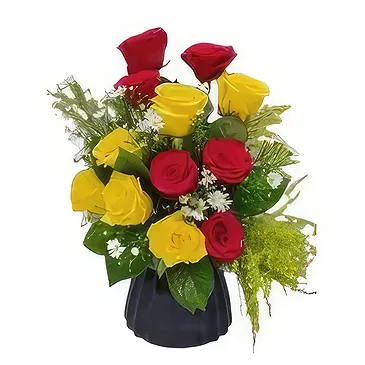 Ad Dilam blomster- 12 blandede roser Blomsterarrangementer bukett