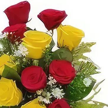 Ad Dilam blomster- 12 blandede roser Blomsterarrangementer bukett