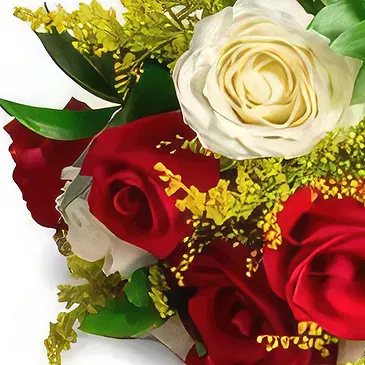 Santa Maria flowers  -  Bouquet of 10 White and Red Roses Flower Bouquet/Arrangement