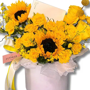 Garhoud flowers  -  Bright Flowers and Chocolate Surprise Flower Bouquet/Arrangement