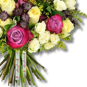 fleuriste fleurs de Ville internet de Dubaï- Bouquet de roses jaune vif et violet foncé Bouquet/Arrangement floral