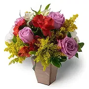 Brasilien Online Blumenhändler - Bicolor Arrangement von Rosen und Astromelia Blumenstrauß