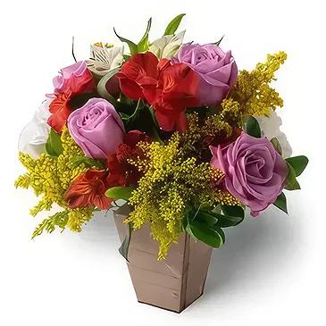 Chile flowers  -  Bicolor Arrangement of Roses and Astromelia Flower Bouquet/Arrangement