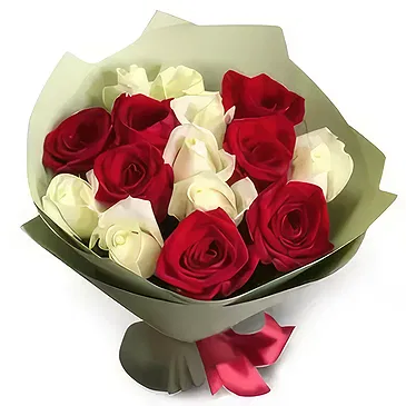Budapest flowers  -  BOUQUET OF BURGUNDY AND WHITE ROSES Flower Bouquet/Arrangement
