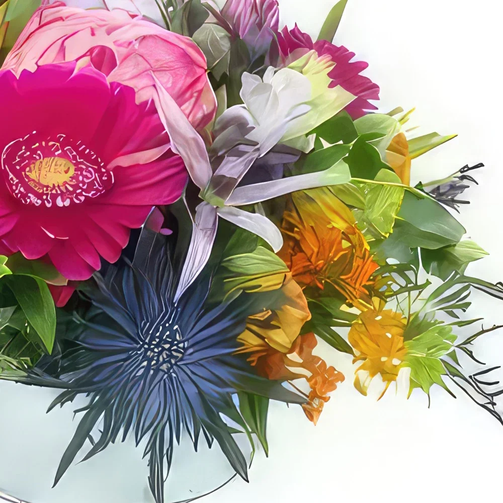 Pau-virágok- Cali színes virágok összetétele Virágkötészeti csokor