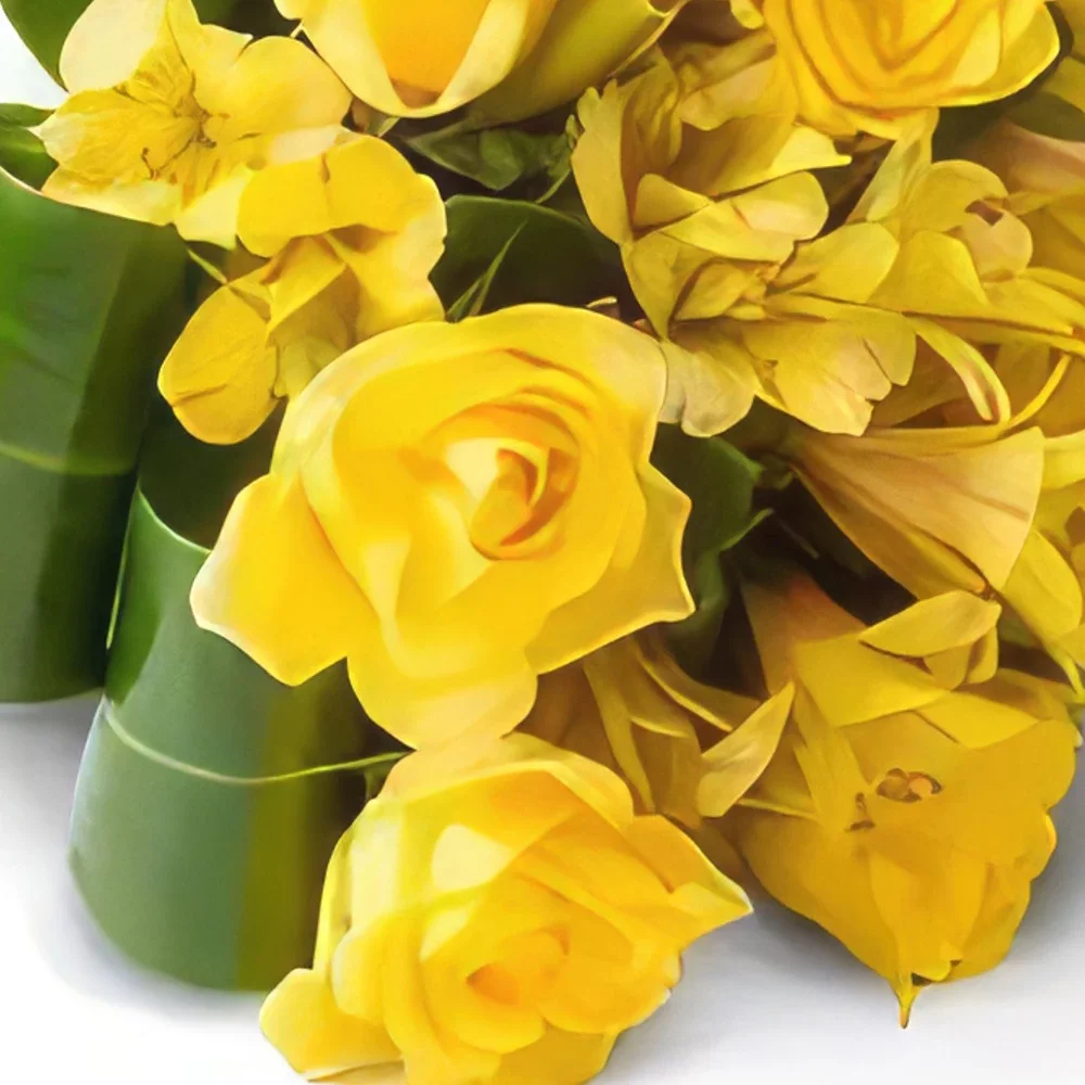 רסיפה פרחים- זר ורדים וסטרומליה צהובה זר פרחים/סידור פרחים