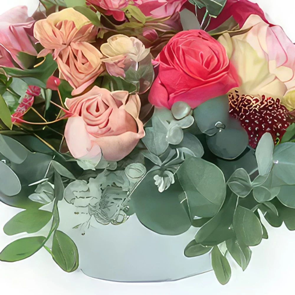 fleuriste fleurs de Toulouse- Composition florale ronde de rose Caracas Bouquet/Arrangement floral