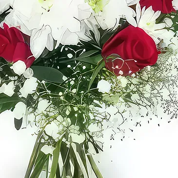 fleuriste fleurs de Le Diamant- Bouquet rond blanc & fuchsia Carthagène Bouquet/Arrangement floral