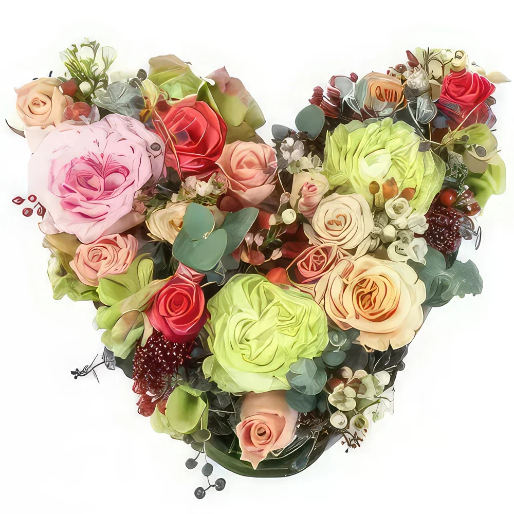 ליל פרחים- לב פרח קזבלנקה בוקולי זר פרחים/סידור פרחים