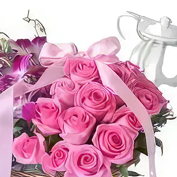 Ad Dilam blomster- Lilla rosa kurv Blomsterarrangementer bukett
