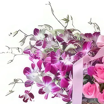 Ad Dilam blomster- Lilla rosa kurv Blomsterarrangementer bukett