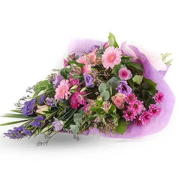 Ayer Puteh blomster- Lyserød og lilla begravelsesbuket Blomst Levering