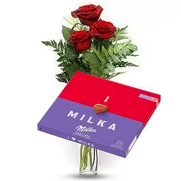 Smederevska Palanka flowers  -  Red Roses & Milka Flower Bouquet/Arrangement