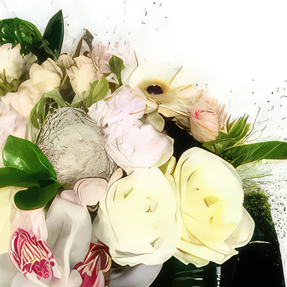 リヨン 花- 魅力的な白いフラワーアレンジメント 花束/フラワーアレンジメント